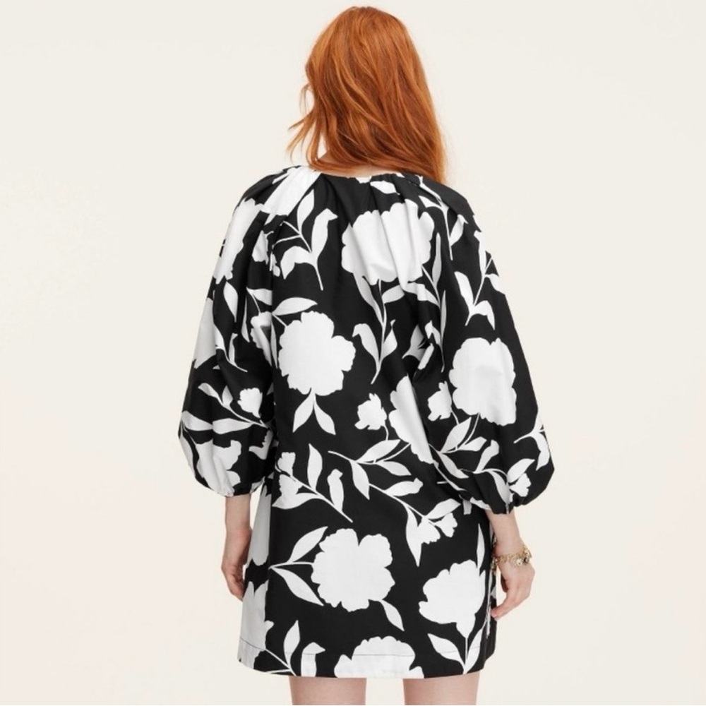 Kate Spade Rose Poplin Mini Dress Size L Black and White Pop Art Resortwear - Picture 4 of 7
